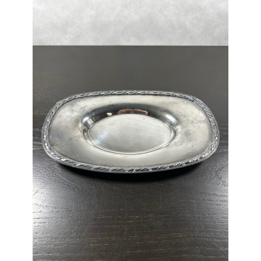 Vintage Birks Silver Plated Oval Trinket Tray Gadroon Border Small Dish 8in